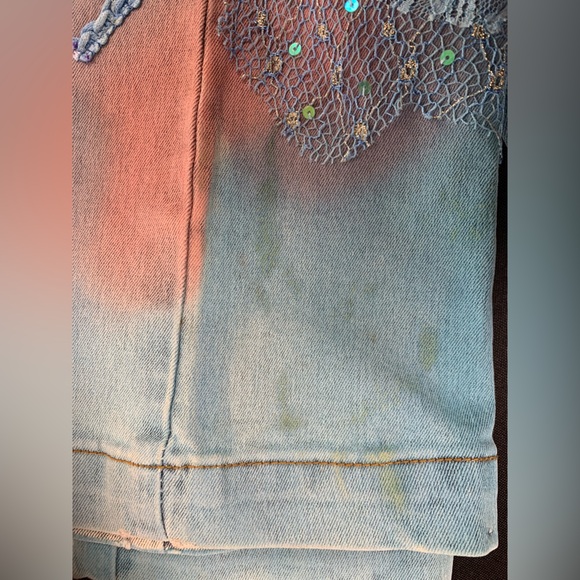 Christine Phillipe jeans with bead & sequins work Size 6 see pic for stains - Picture 9 of 11